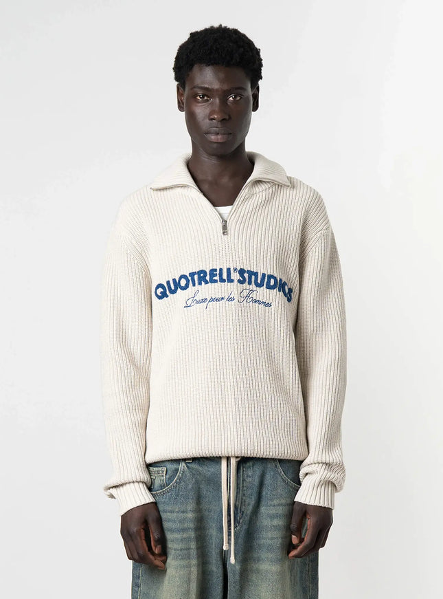 Quotrell Quotrell Half Zip Jace Studio FW25 Light Grey Melee/Blu