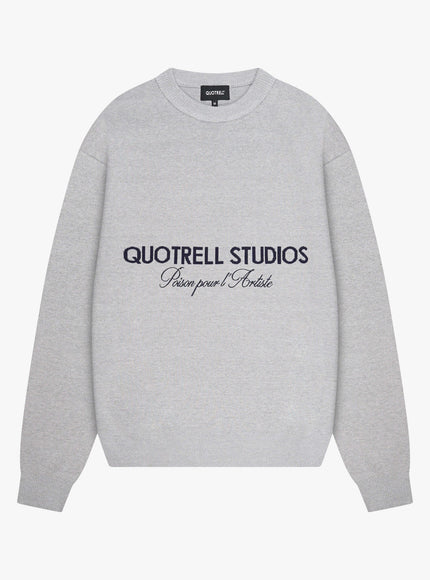 Quotrell Quotrell Sweater Knitted Mondrian FW25 Grey Melee/Navy
