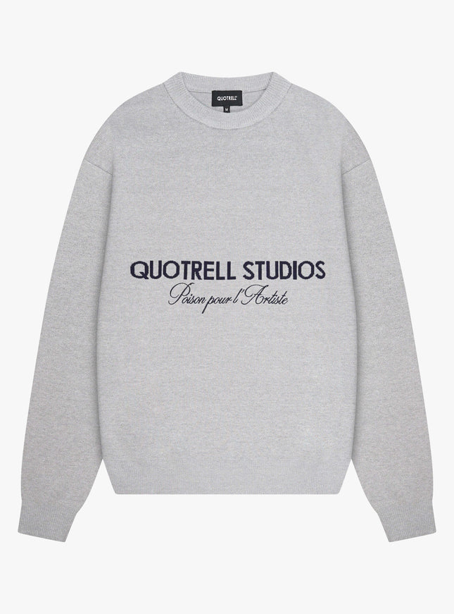 Quotrell Quotrell Sweater Knitted Mondrian FW25 Grey Melee/Navy
