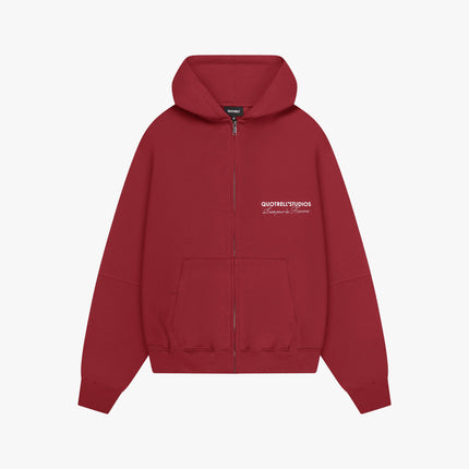 Quotrell Quotrell Zip Hoodie Studios FW25 Bordeaux/White