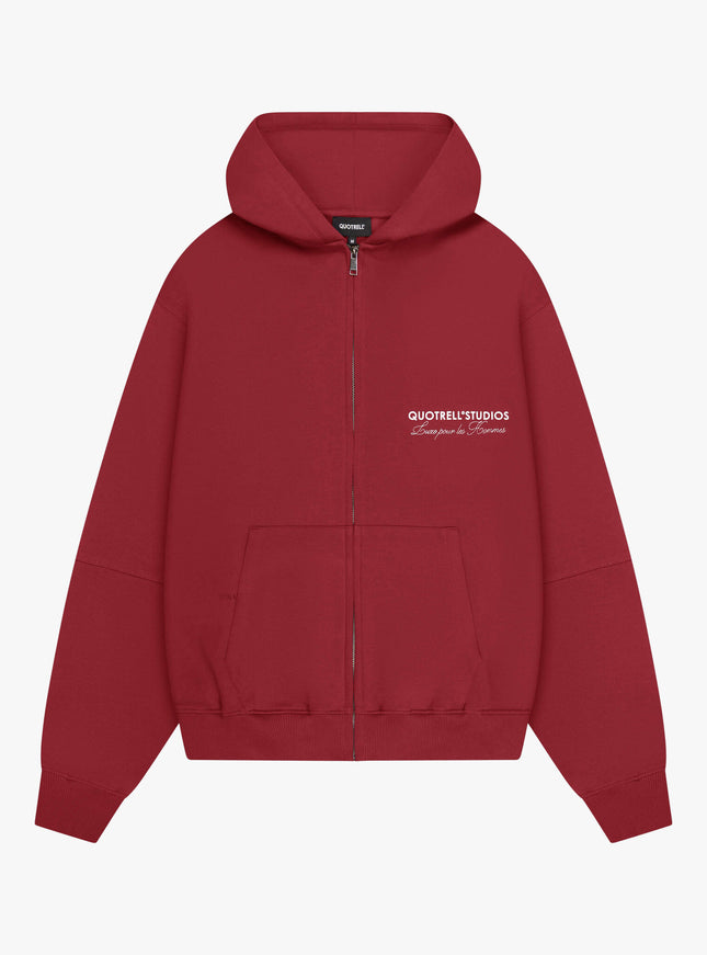 Quotrell Quotrell Zip Hoodie Studios FW25 Bordeaux/White