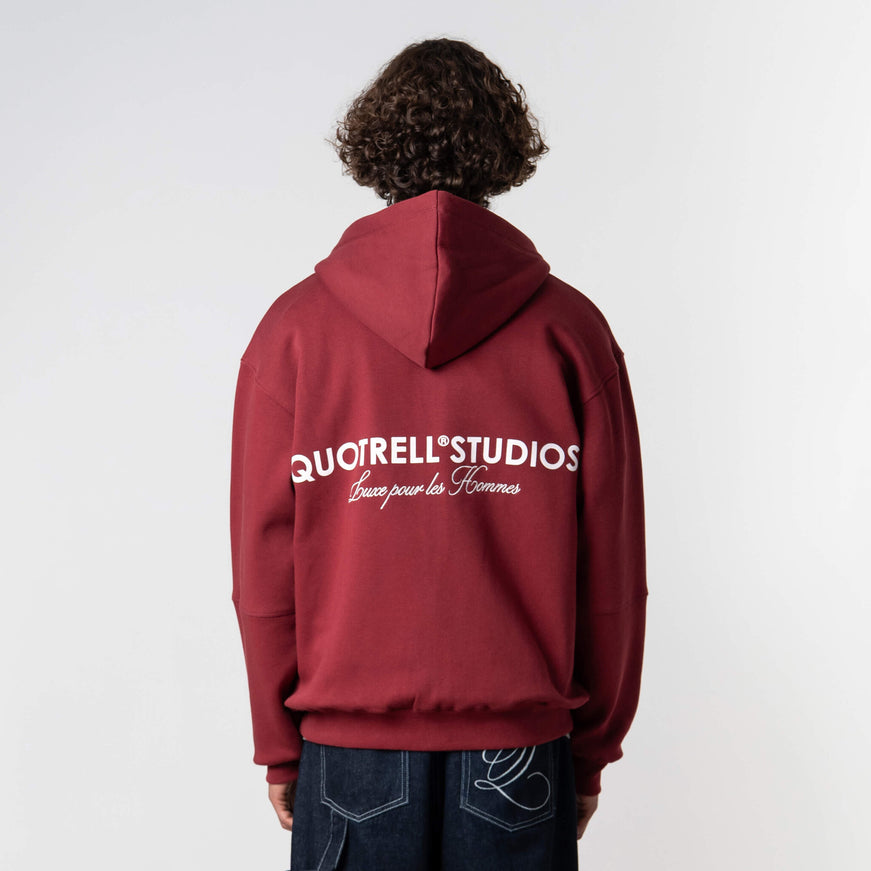 Quotrell Quotrell Zip Hoodie Studios FW25 Bordeaux/White