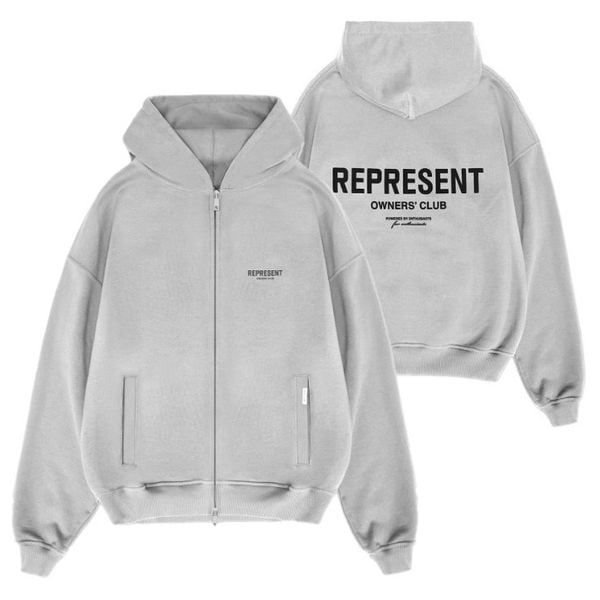 Represent Represent Zip Hoodie Owners Club FW25 Ash Grey
