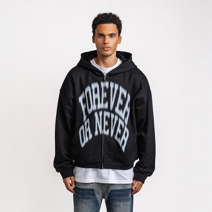 Rheborn Rheborn Vest Hoodie Blurry Forever Or Never Zip-Up FW25 Black