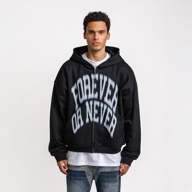 Rheborn Rheborn Vest Hoodie Blurry Forever Or Never Zip-Up FW25 Black