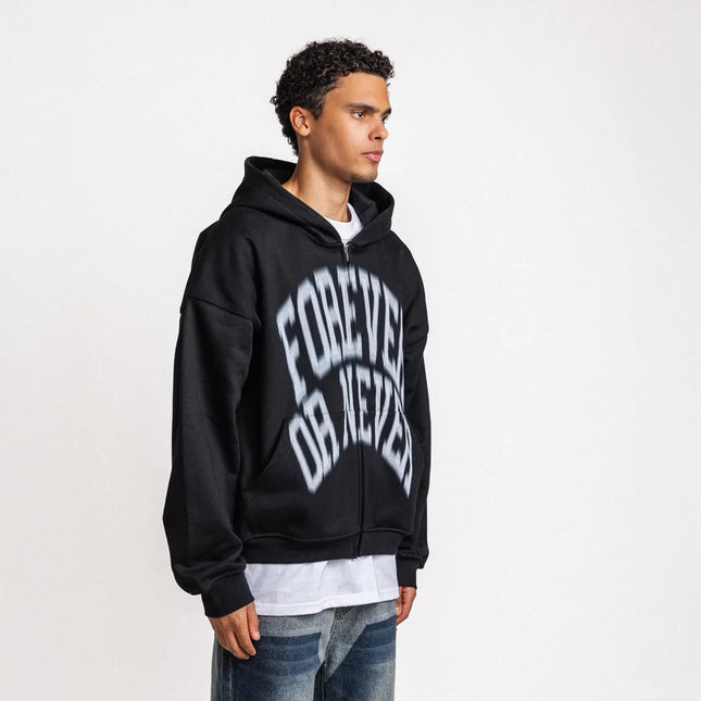 Rheborn Rheborn Vest Hoodie Blurry Forever Or Never Zip-Up FW25 Black