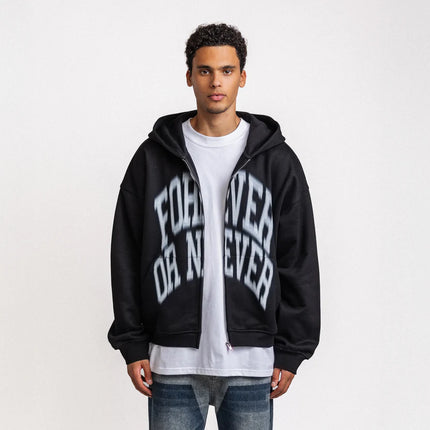 Rheborn Rheborn Vest Hoodie Blurry Forever Or Never Zip-Up FW25 Black