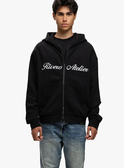 Rivero Rivero Double Zip Hoodie Atelier Retro SS25 Black