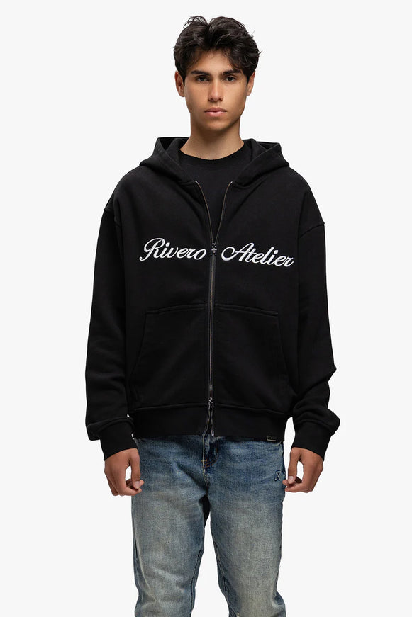 Rivero Rivero Double Zip Hoodie Atelier Retro SS25 Black