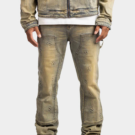 Rivero Rivero Jeans Embossed Straight Worker Denim SS24 Blue Beige