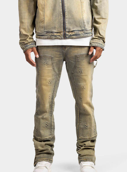 Rivero Rivero Jeans Embossed Straight Worker Denim SS24 Blue Beige