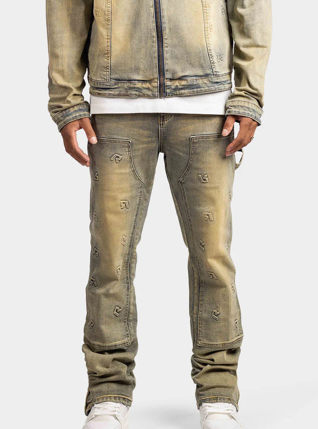 Rivero Rivero Jeans Embossed Straight Worker Denim SS24 Blue Beige