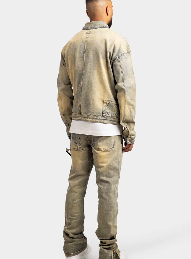 Rivero Rivero Jeans Embossed Straight Worker Denim SS24 Blue Beige