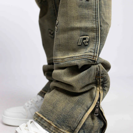 Rivero Rivero Jeans Embossed Straight Worker Denim SS24 Blue Beige