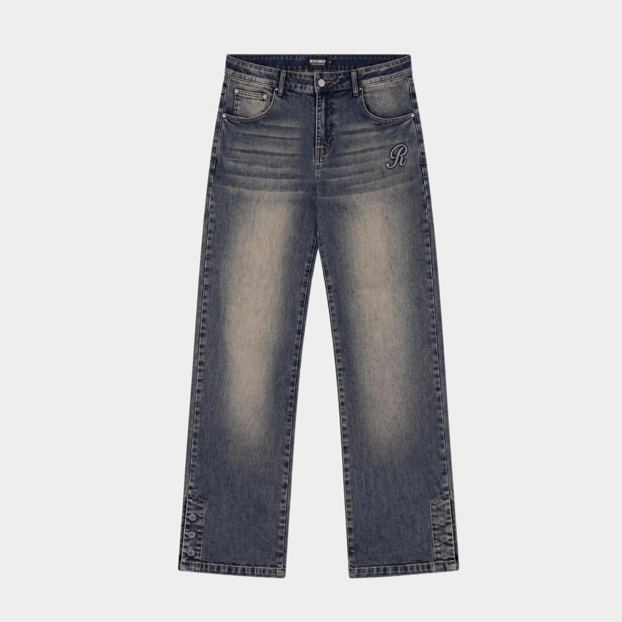 Rivero Rivero Jeans Raised Monogram Buttoned Denim FW26 Midnight Blue