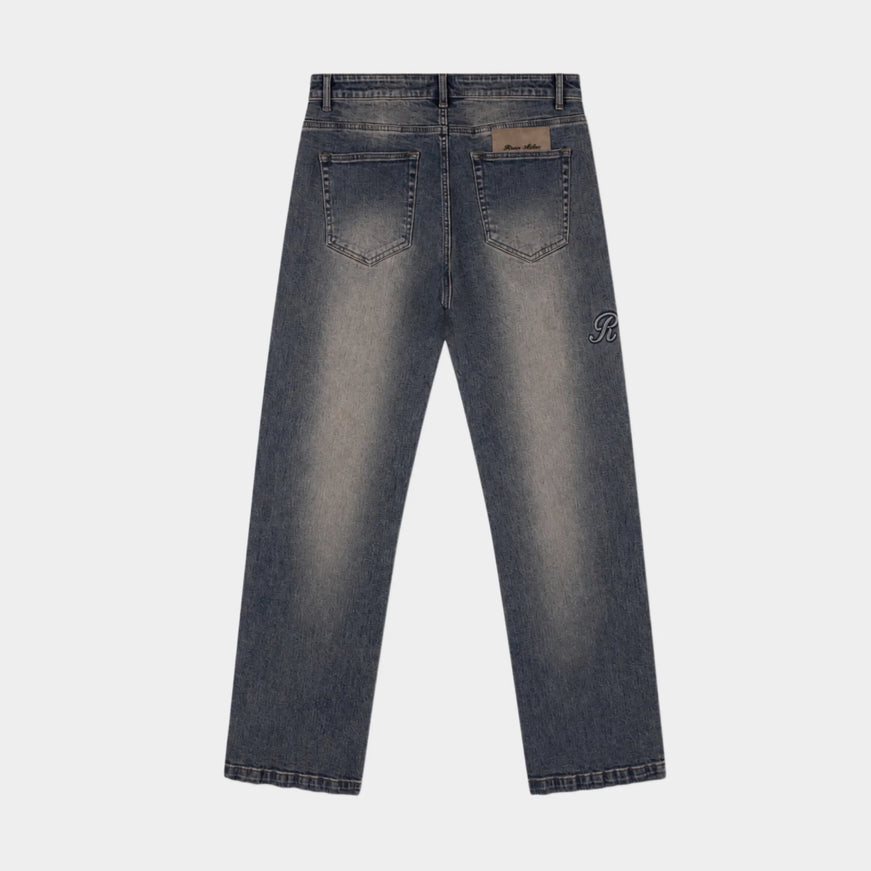 Rivero Rivero Jeans Raised Monogram Buttoned Denim FW26 Midnight Blue