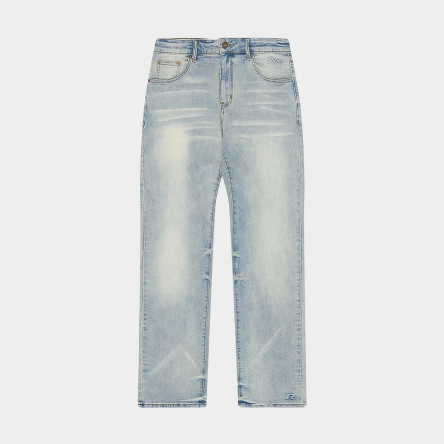 Rivero Rivero Jeans Regular Plain Embossed Washed Denim FW26 Mist Blue