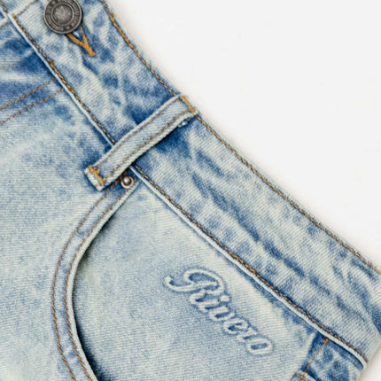 Rivero Rivero Jeans Regular Plain Embossed Washed Denim FW26 Mist Blue