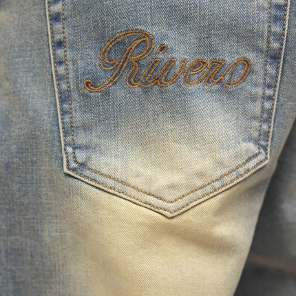 Rivero Rivero Jeans Segmented Washed Denim SS25 Blue Beige