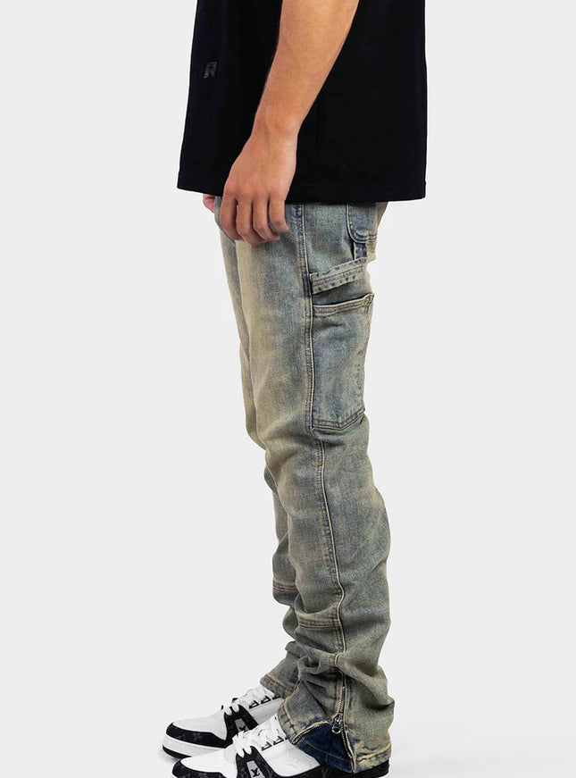 Rivero Rivero Jeans Straight Worker Denim SS24 Blue Beige