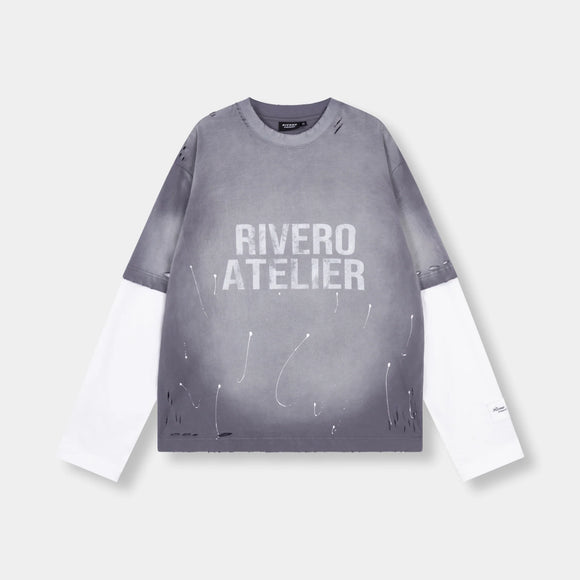 Rivero Rivero Longsleeve Double Layered Fade Artifact SS26 Ash Grey
