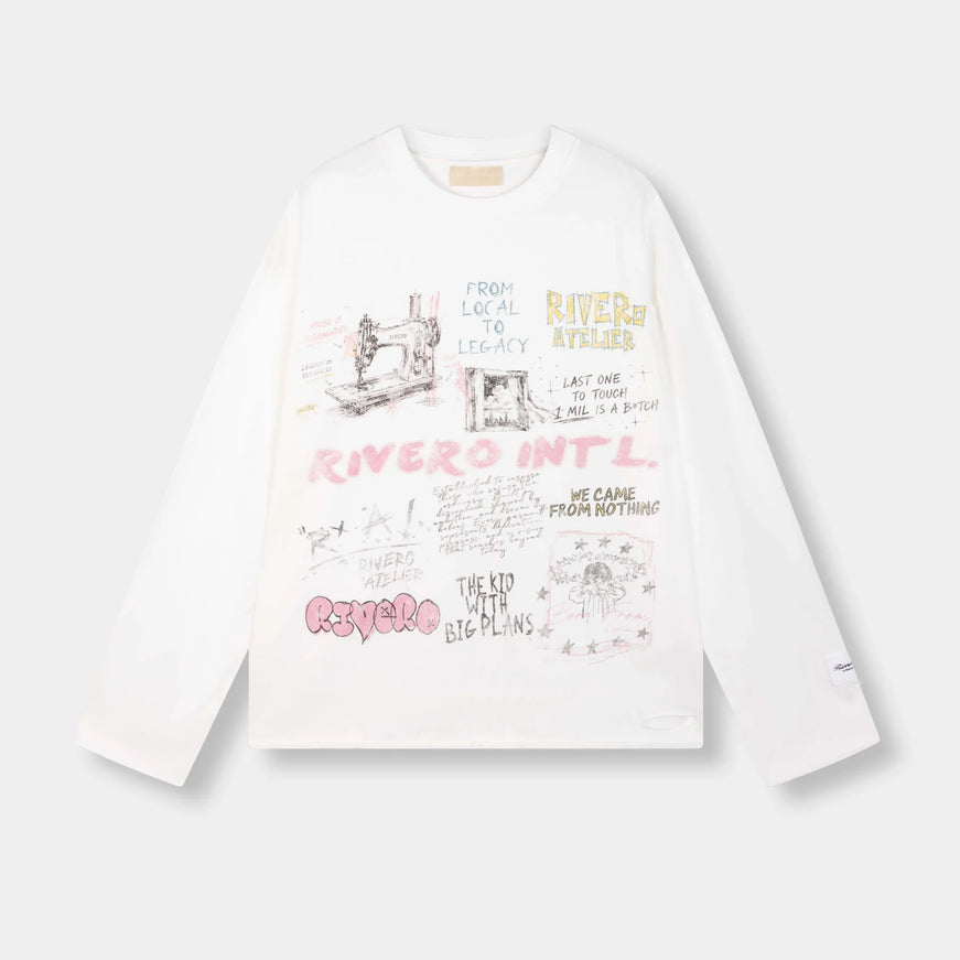 Rivero Rivero Longsleeve Sketchbook FW26 White/Pink