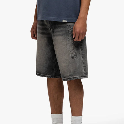 Rivero Rivero Shorts Script Denim Embossed SS25 Black