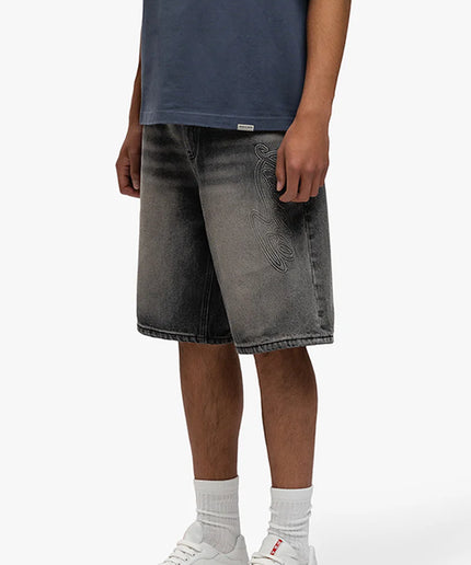 Rivero Rivero Shorts Script Denim Embossed SS25 Black