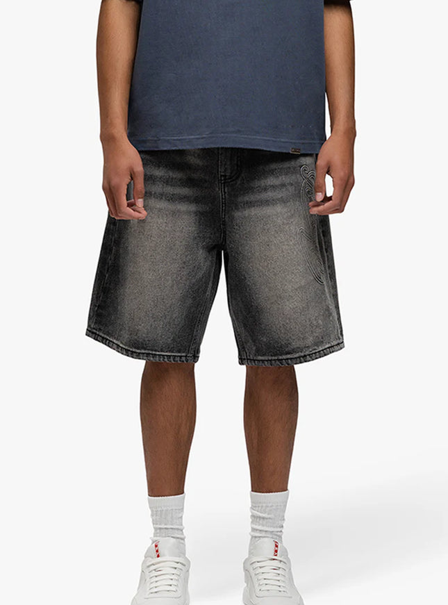 Rivero Rivero Shorts Script Denim Embossed SS25 Black