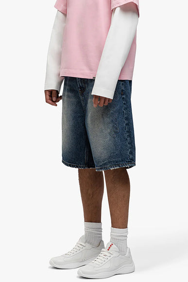 Rivero Rivero Shorts Script Denim Embossed SS25 Dark Blue