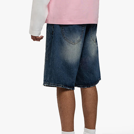 Rivero Rivero Shorts Script Denim Embossed SS25 Dark Blue