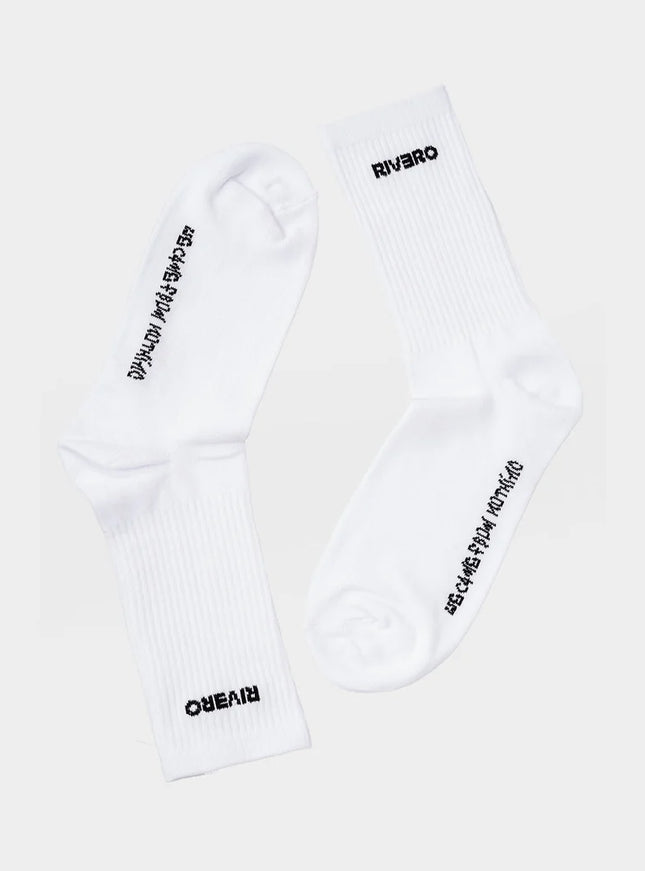 Rivero Rivero Socks Script Logo SS24 White