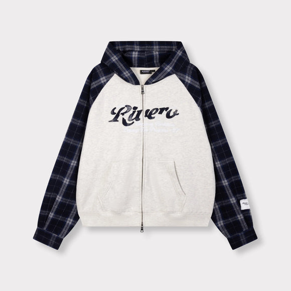 Rivero Rivero Zip Hoodie Contrast Plaid FW26 Grey/Black
