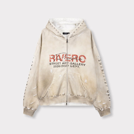 Rivero Rivero Zip Hoodie Faded Gemstone FW26 Washed White