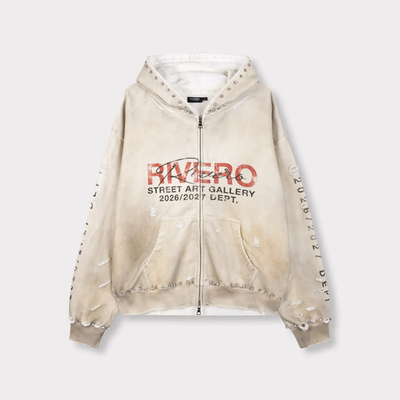 Rivero Rivero Zip Hoodie Faded Gemstone FW26 Washed White
