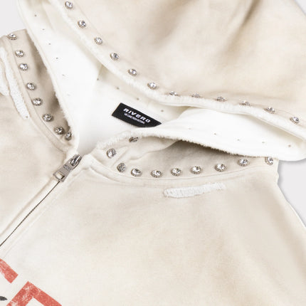 Rivero Rivero Zip Hoodie Faded Gemstone FW26 Washed White