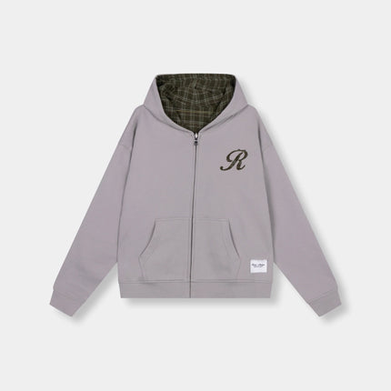 Rivero Rivero Zip Hoodie Reverse Plaid SS26 Grey