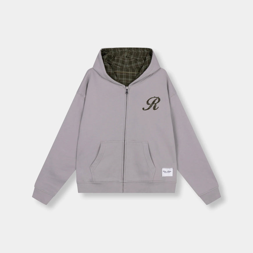Rivero Rivero Zip Hoodie Reverse Plaid SS26 Grey