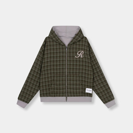 Rivero Rivero Zip Hoodie Reverse Plaid SS26 Grey