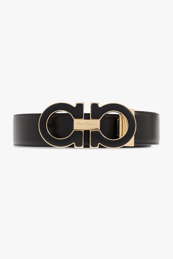 Salvatore Ferragamo Salvatore Ferragamo Belt 754231 Reversible FW22 Gold/Black