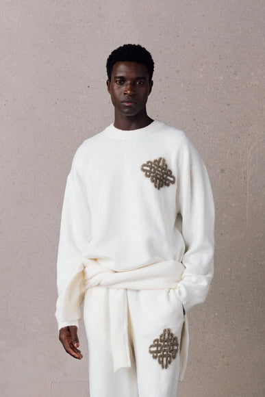 The Couture Club The Couture Club Fluffy Knit Tracksuit Emblem FW26 Off White