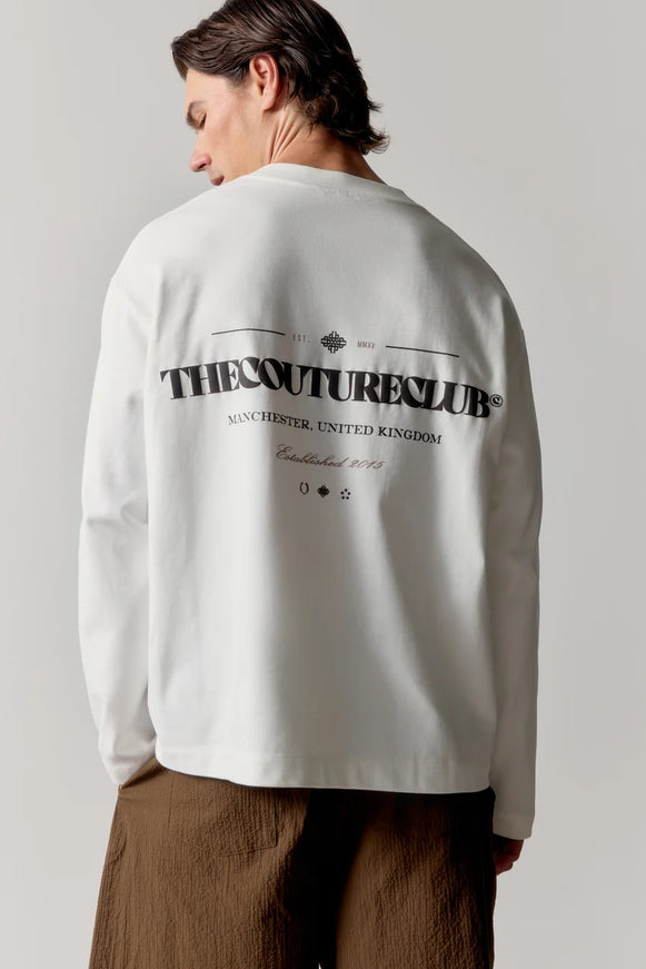 The Couture Club The Couture Club Longsleeve Copyright FW26 Off White/Brown