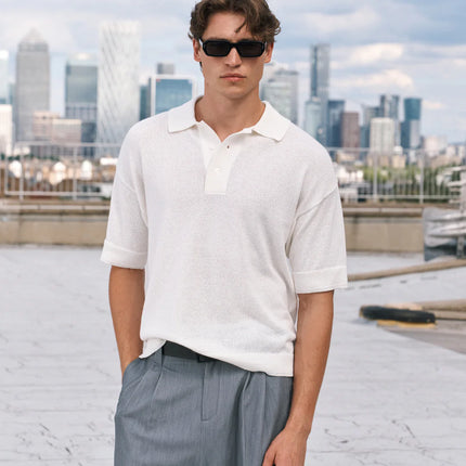 The Couture Club The Couture Club Short Sleeve Polo Fine Cauge Knitted SS26 White