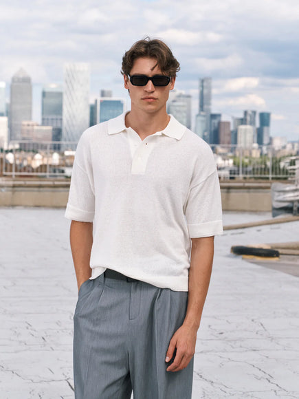 The Couture Club The Couture Club Short Sleeve Polo Fine Cauge Knitted SS26 White