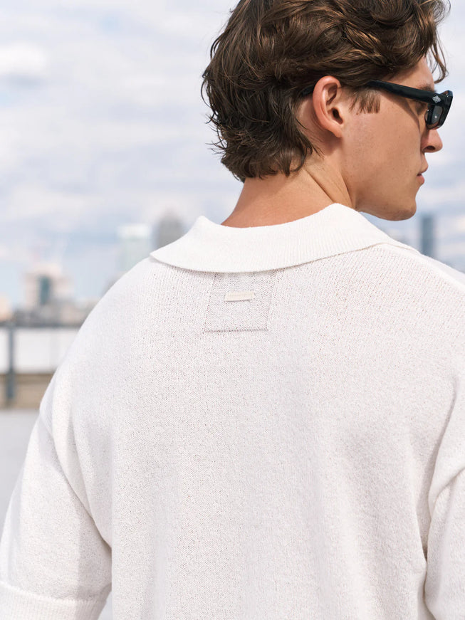 The Couture Club The Couture Club Short Sleeve Polo Fine Cauge Knitted SS26 White
