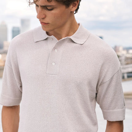 The Couture Club The Couture Club Short Sleeve Polo Fine Cauge Knitted SS26 Mushroom