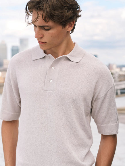 The Couture Club The Couture Club Short Sleeve Polo Fine Cauge Knitted SS26 Mushroom